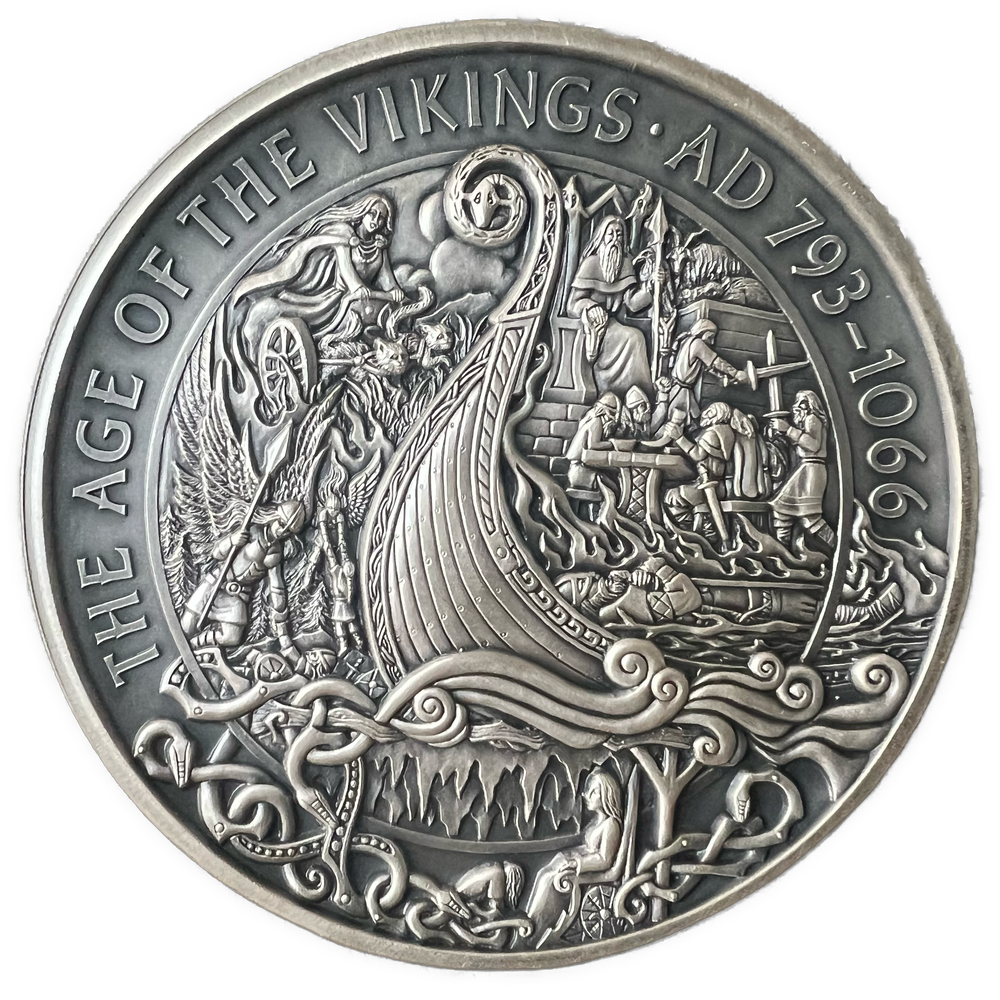 1KG .999Ag 2019 100 Pounds Isle of Man «Vikingarven» fra Samlerhuset