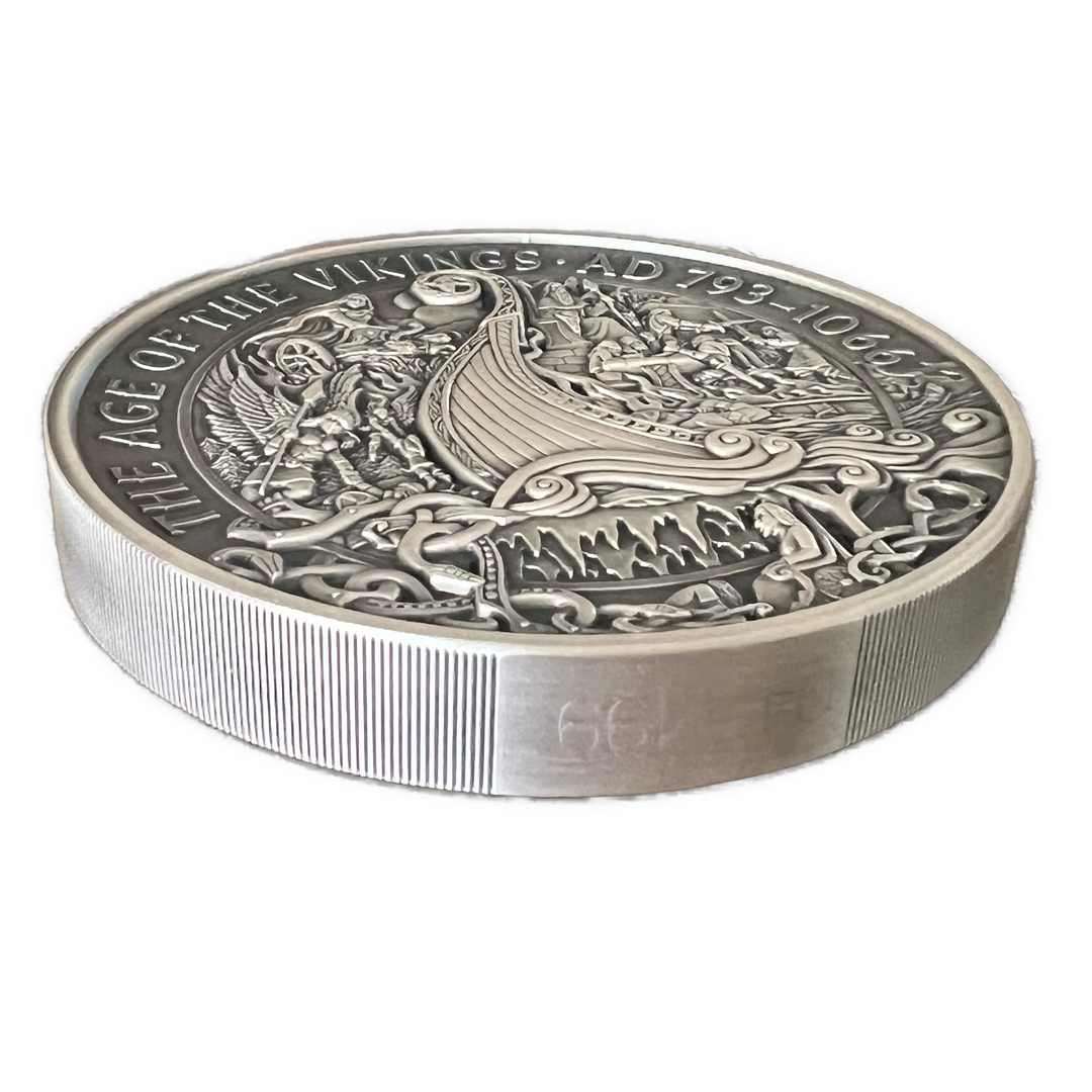 1KG .999Ag 2019 100 Pounds Isle of Man «Vikingarven» fra Samlerhuset