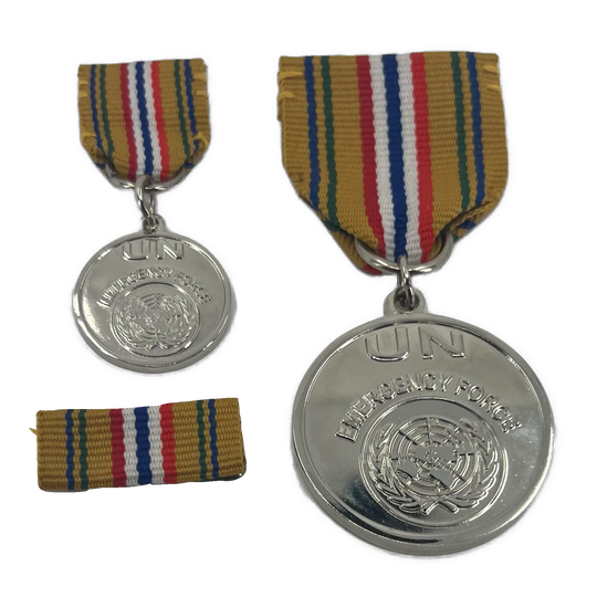 UNEF 50-års Jubileums medalje Gaza Sinai 1956-67 m/miniatyr og båndstripe