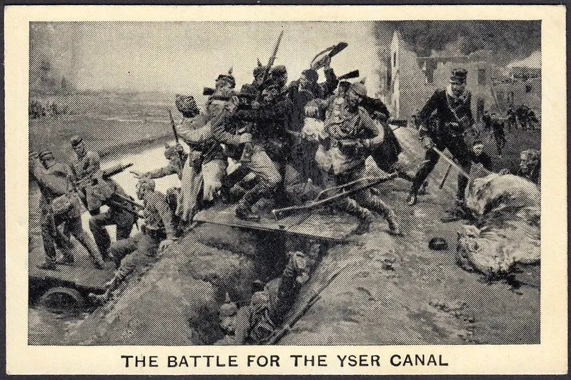 Slaget ved Yser 1914 1.verdenskrig Belgisk minnemedalje i sølvforgylt kobber