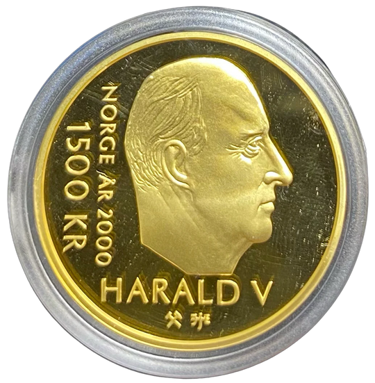 16.97g .917Au (1/2oz) (SPOT)Tusenårsmynten i skrin fra Samlerhuset
