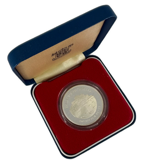 28.2g .925Ag (SPOT) 1977 Jersey 25 Pence Proof Silver 25TH ACCESSION QUEEN ELIZABETH II 2G47