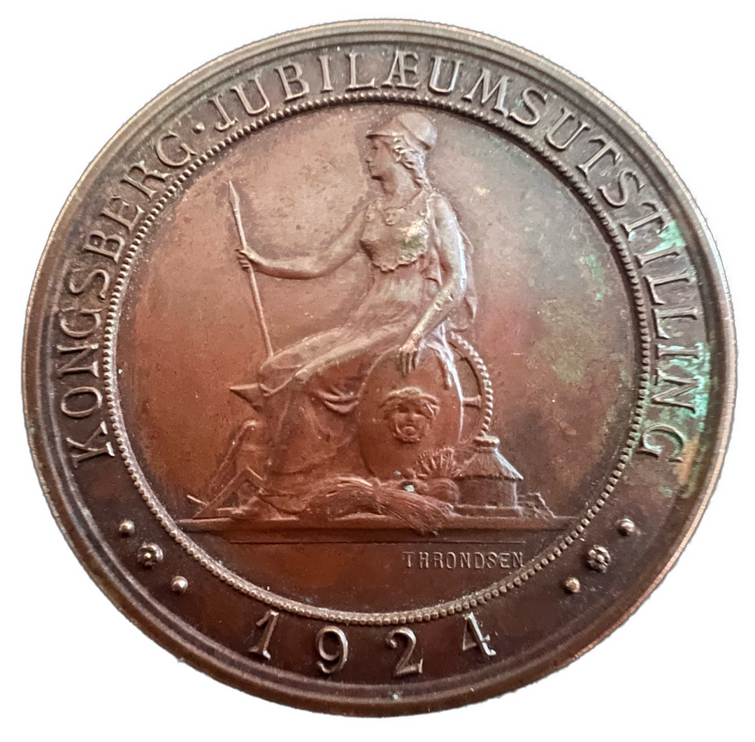 Kongsberg Jubilæumsutstilling 1924 bronsemedalje fra Ivar Throndsen