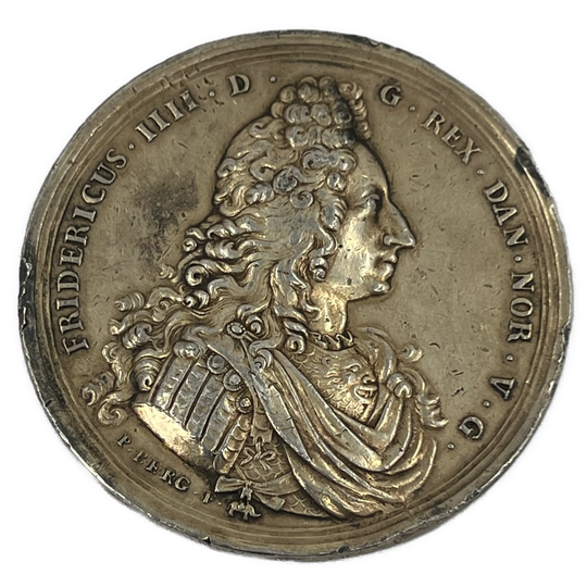 Slaget i Køge Bugt 1710 medalje i sølv av Peter Berg