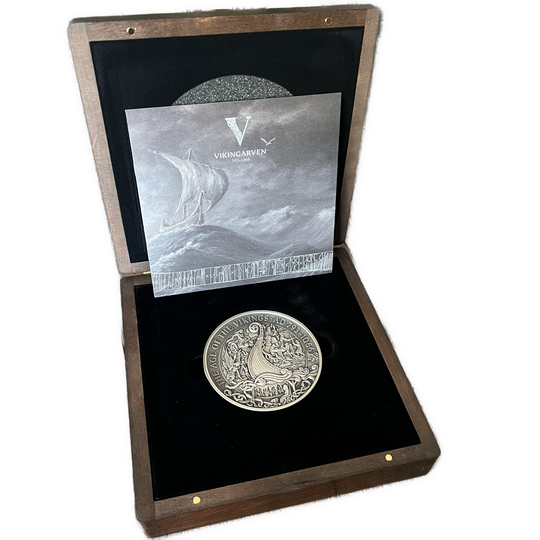 1KG .999Ag 2019 100 Pounds Isle of Man «Vikingarven» fra Samlerhuset