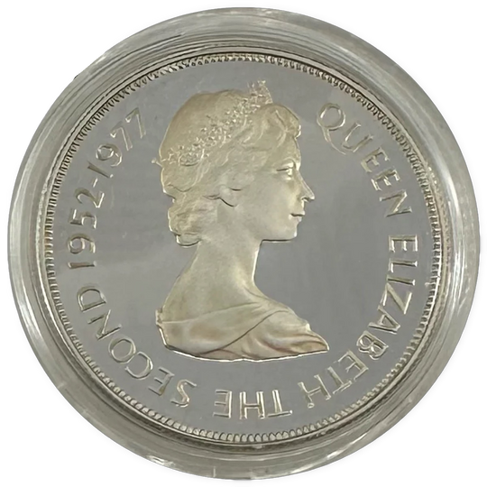 28.2g .925Ag (SPOT) 1977 Jersey 25 Pence Proof Silver 25TH ACCESSION QUEEN ELIZABETH II 2G47