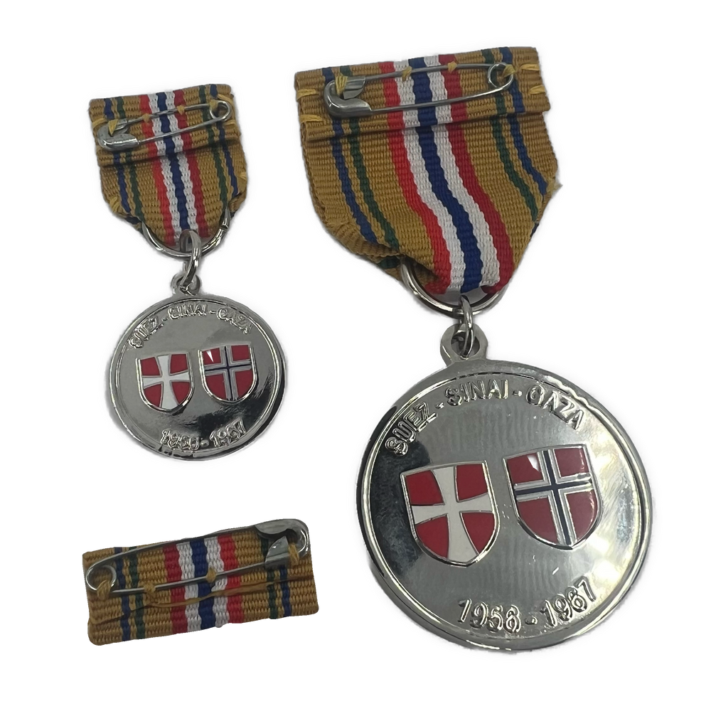 UNEF 50-års Jubileums medalje Gaza Sinai 1956-67 m/miniatyr og båndstripe