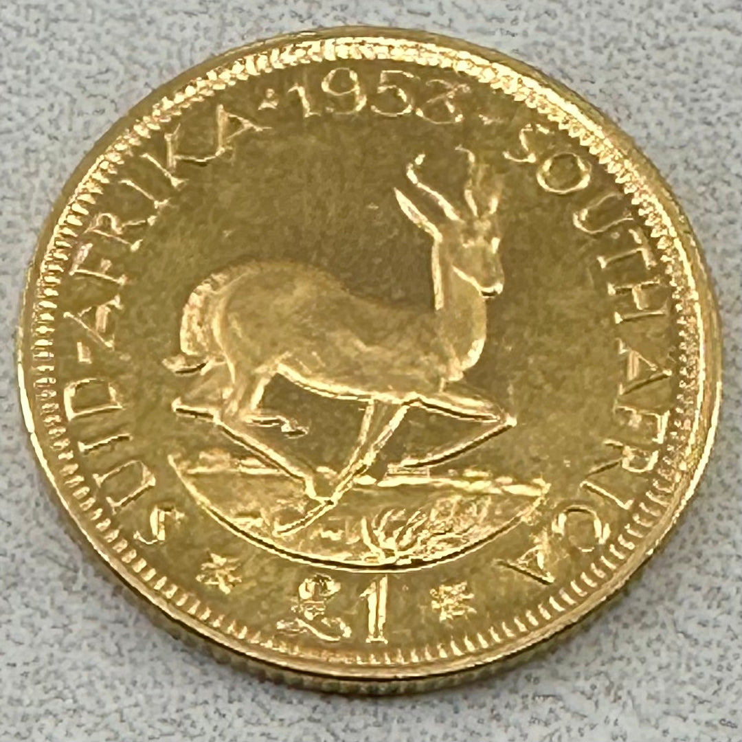 7,98g .917Au £1 Sør Afrika 1953