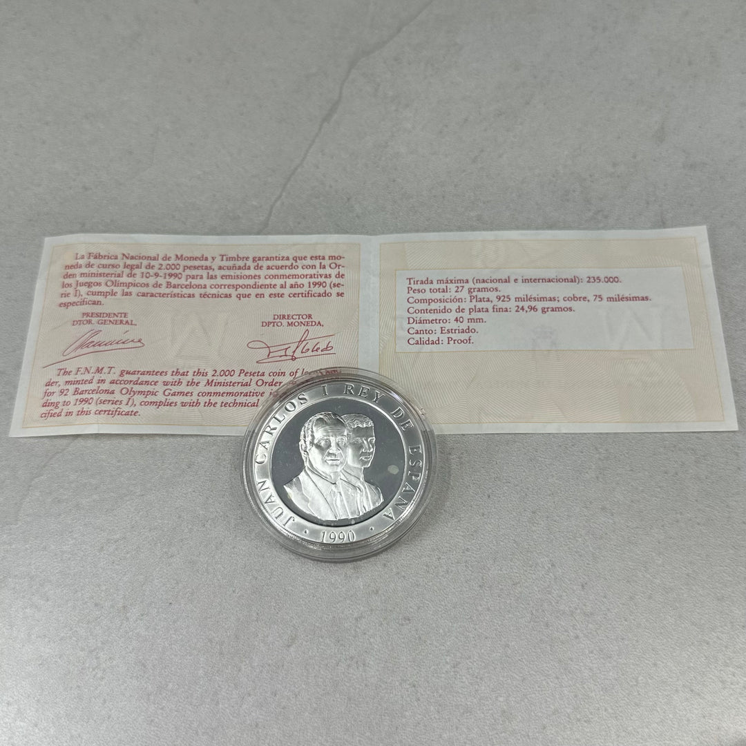 27g .925Ag 2000Pesetas Spania 1990(skrin,serfikat og eske)