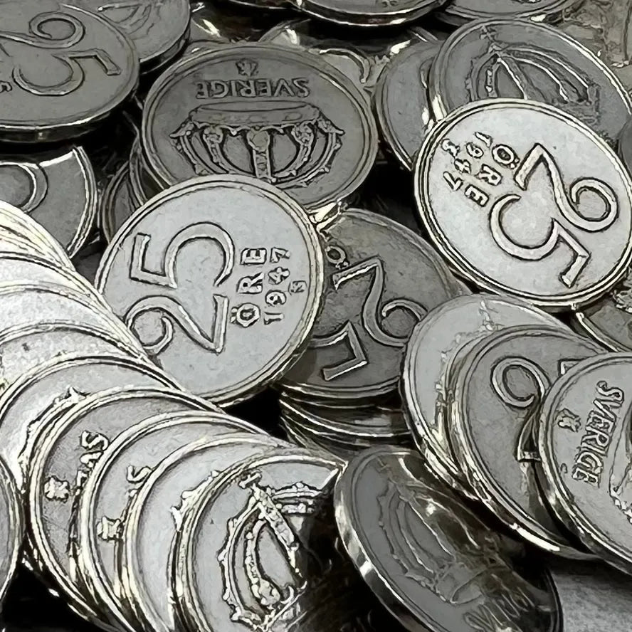 46,4g .999Ag (Net) SPOT 50STK 25Øre Sverige 1943-50