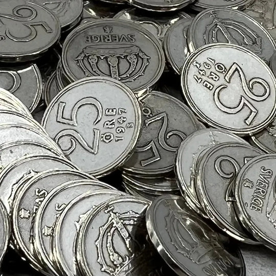 46,4g .999Ag (Net) SPOT 50STK 25Øre Sverige 1943-50