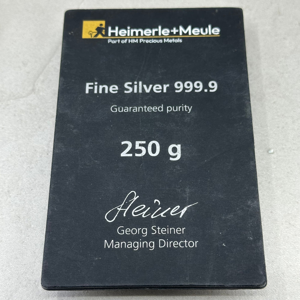 250g .999Ag Heimerle + Meule Barre (sealed)