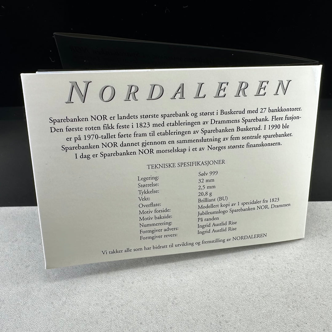 20,8g .999Ag Nordaleren Minnemedalje/Mynt Drammen Sparebank 175år