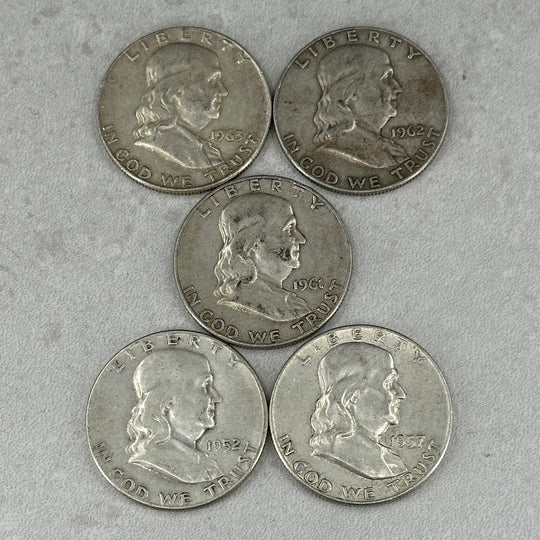 62,5g 900Ag(SPOT)Franklin Half Dollars 1952-63