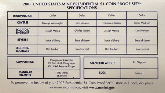 46g .900Ag (SPOT) 2007 United States Mint Silver Proof Set