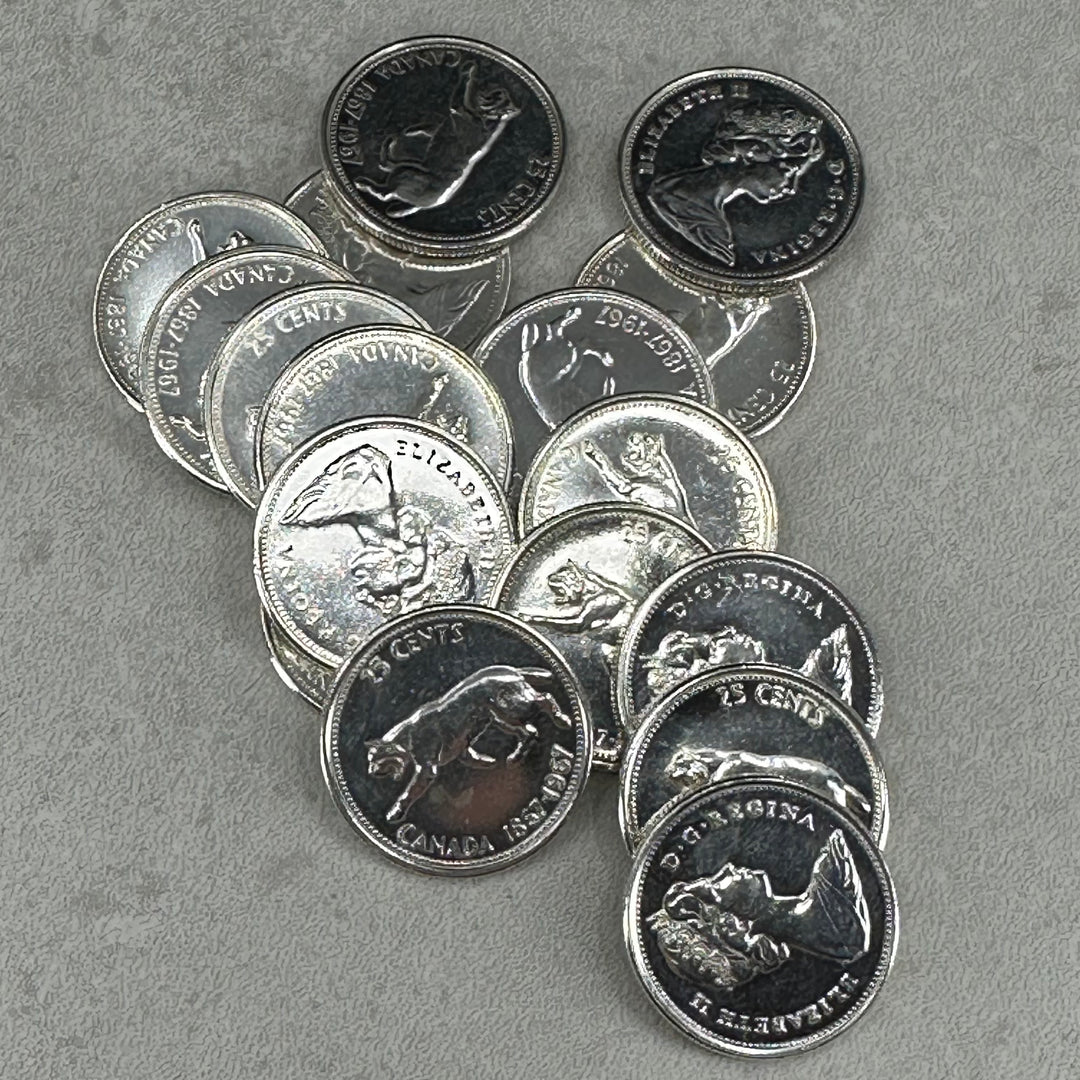 79,2g .999Ag(Net Weight) SPOT 25cent Canada 1967 (Renset)