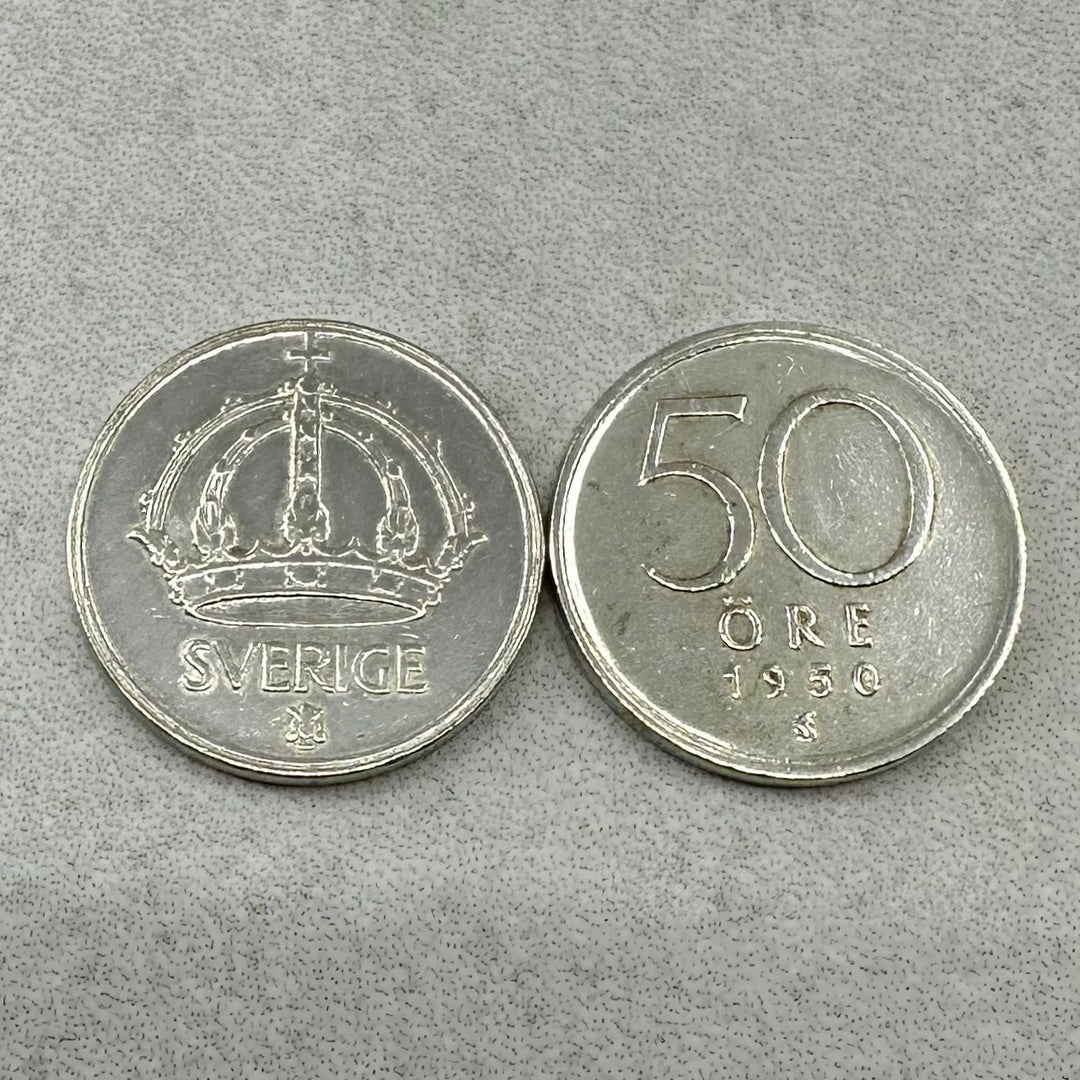 48g .999Ag (SPOT) 25STK 50Øre Sverige 1944-1950 (Renset)