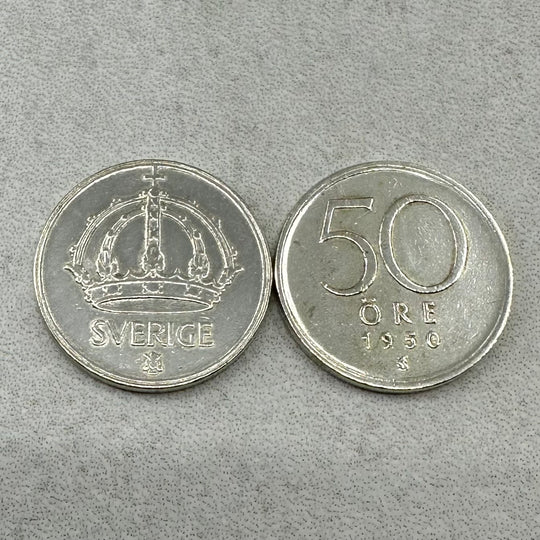 48g .999Ag (SPOT) 25STK 50Øre Sverige 1944-1950 (Renset)