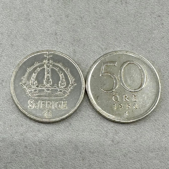 48g .999Ag (SPOT) 25STK 50Øre Sverige 1944-1950 (Renset)