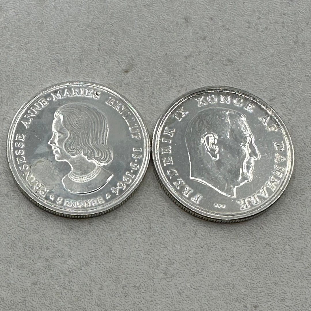 68g .999Ag(NetWeight)(SPOT)5kr Danmark 1964 Anne-Maries Bryllup(Renset)