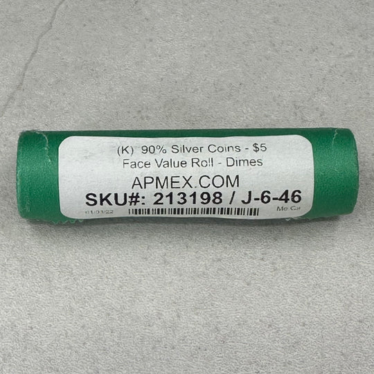 113,4g .900Ag 50STK.Roosevelt Dimes i tube
