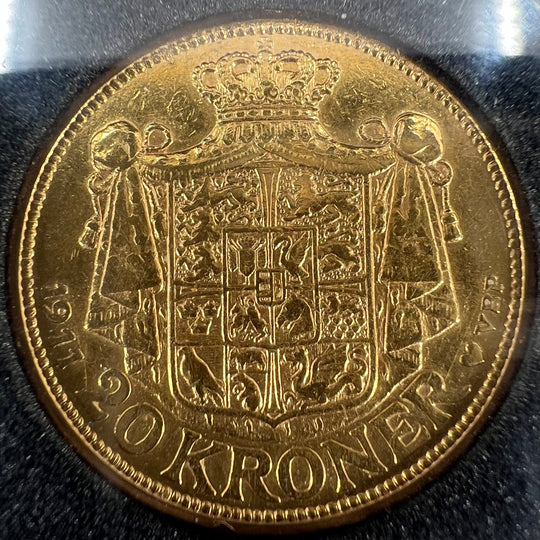 8.96g .900Au (SPOT) 20KR 1911 Danmark