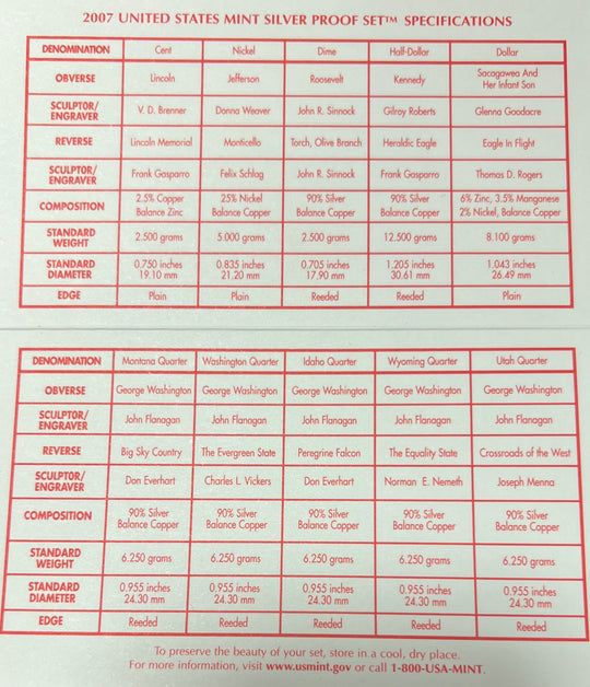 46g .900Ag (SPOT) 2007 United States Mint Silver Proof Set