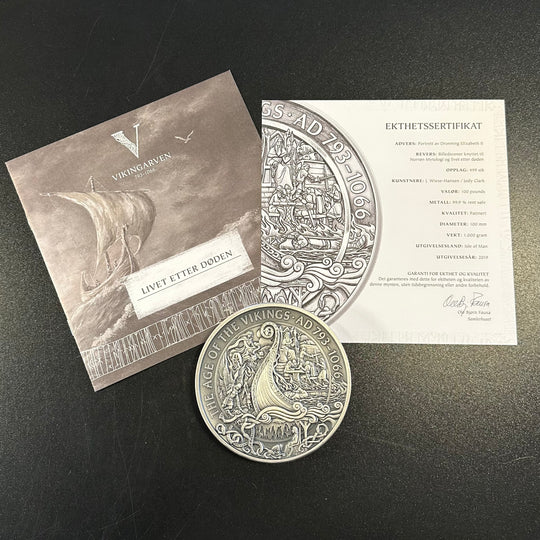 1Kg .999Ag 100Pound Isle of Man 2019 med skrin og sertifikat
