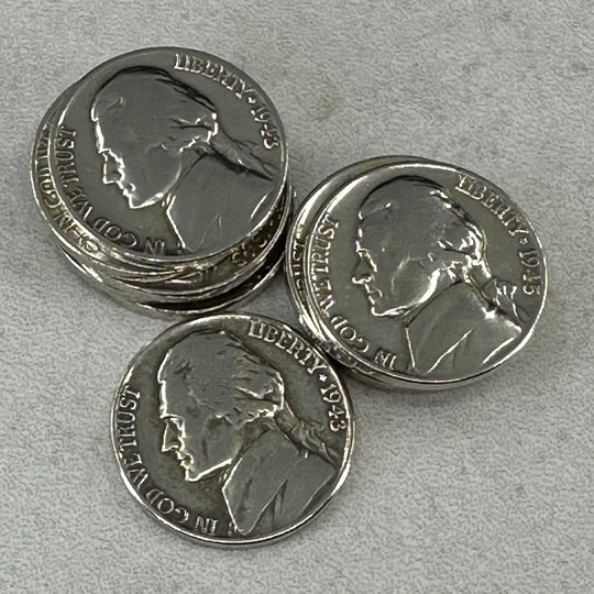 9stk War Nickels(35% sølv)Philadelphia 42/43/45