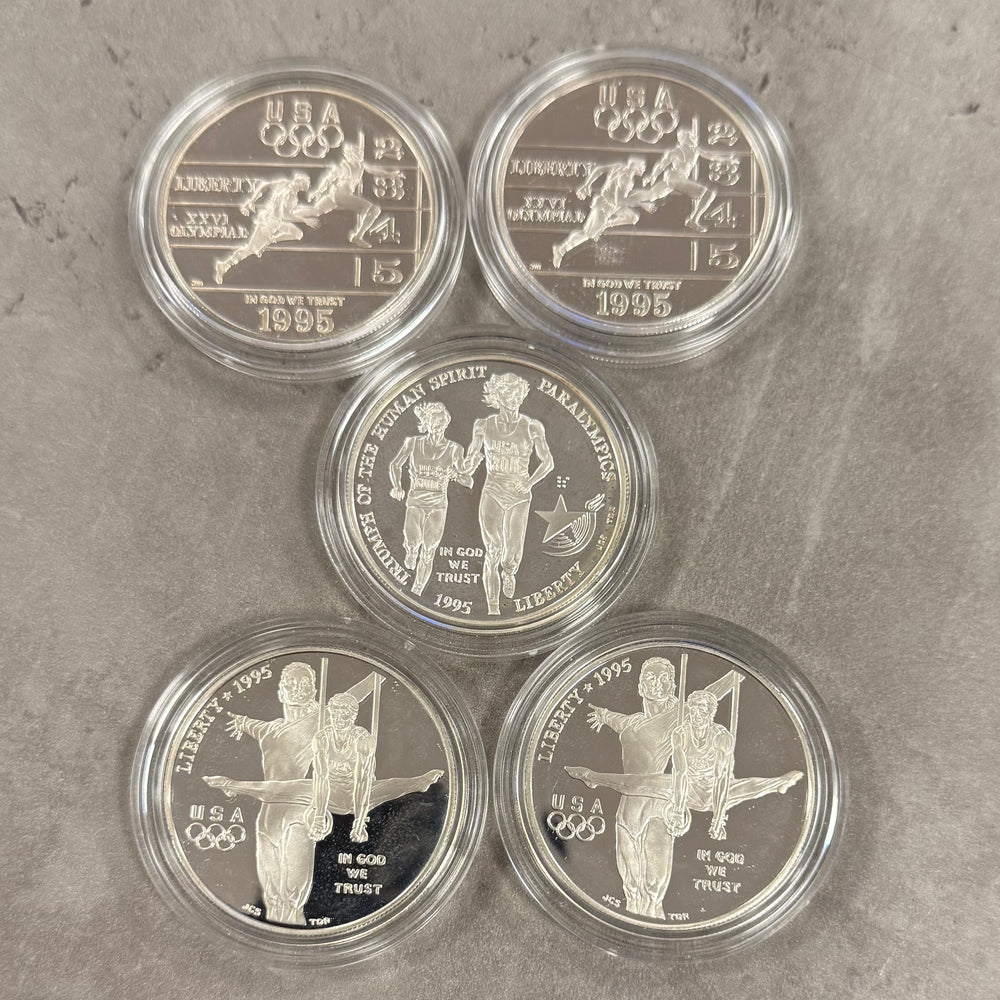 136.5g .900Ag (Spot) 5x$1 1995 Atlanta Centennial Olympics