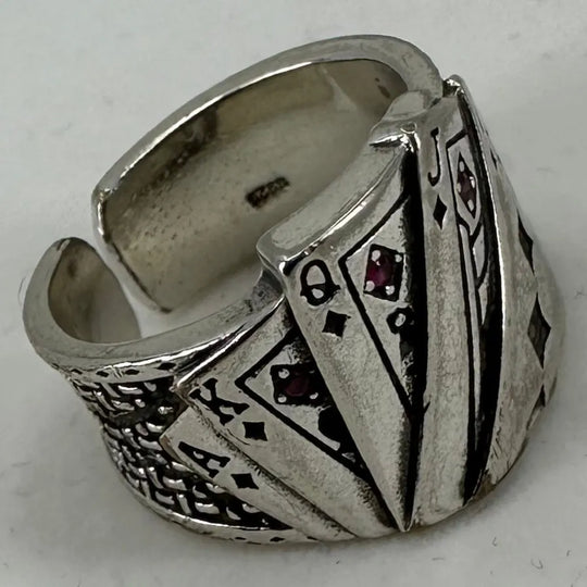 925s ring med poker motiv