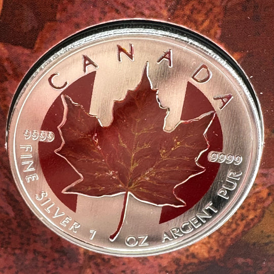 1oz 999Ag Colorized Maple Leaf 1999
