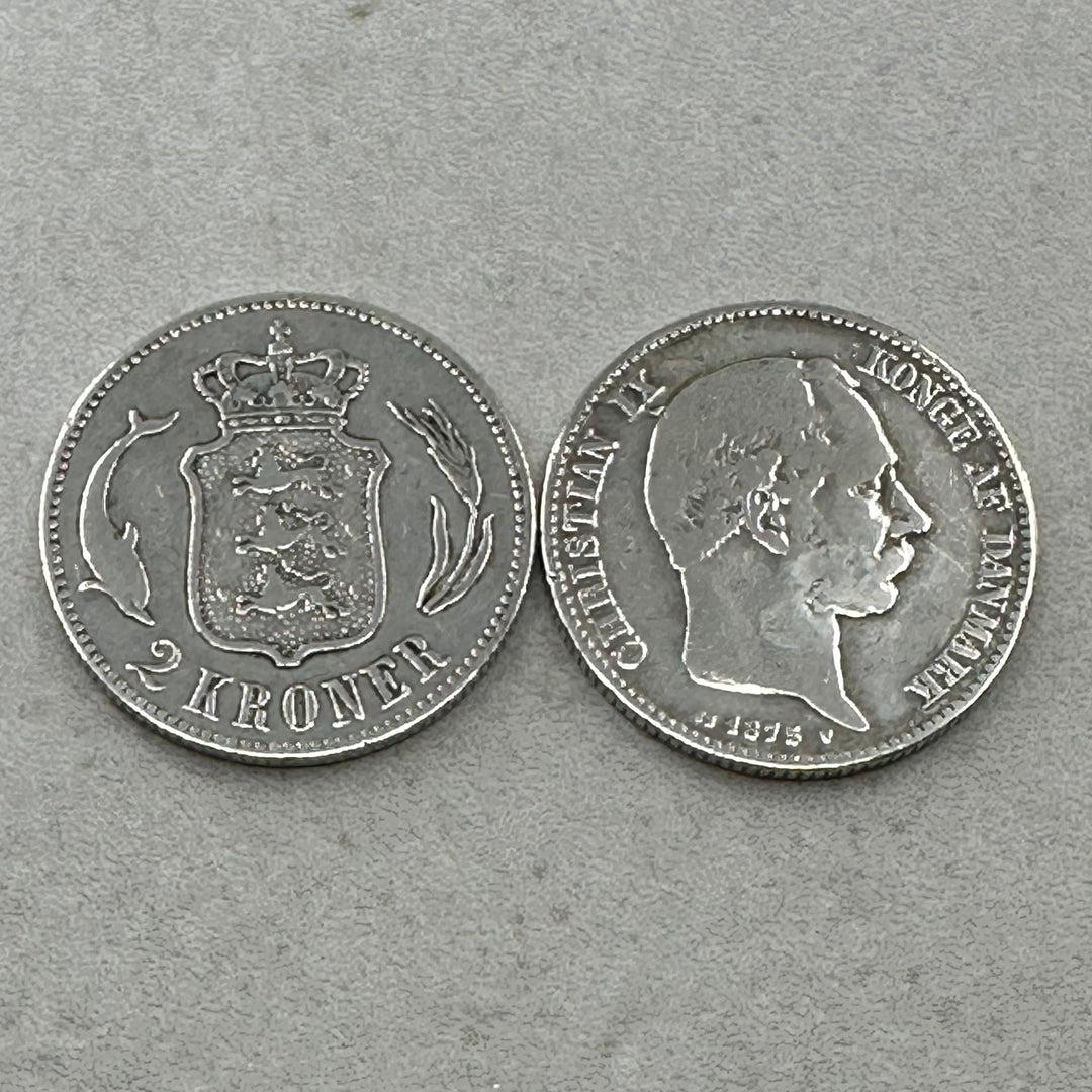 60g .999Ag(NetWeight)(SPOT)2KR Danmark 1875 (Myntene er renset og i forskjellig kvalitet)