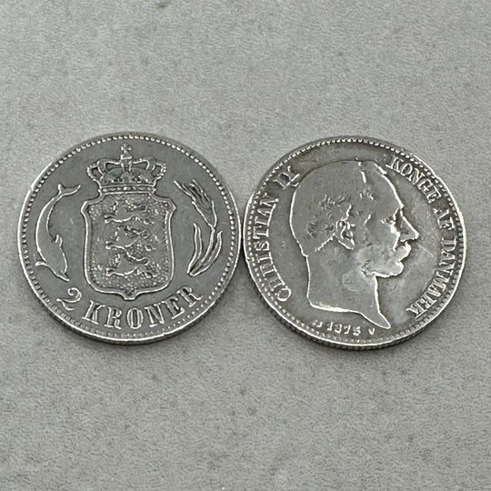 60g .999Ag(NetWeight)(SPOT)2KR Danmark 1875 (Myntene er renset og i forskjellig kvalitet)