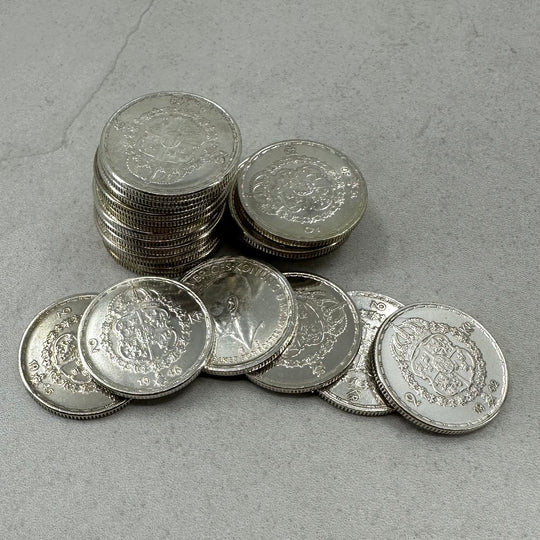 140g .999Ag (SPOT) 25STK 2 Kroner Sverige 1942-1950 (Renset)