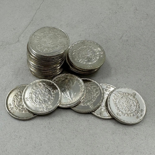 140g .999Ag (SPOT) 25STK 2 Kroner Sverige 1942-1950 (Renset)