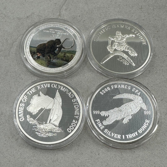 4oz .999Ag (SPOT) 4stk minnemynter fra Afrikanske land