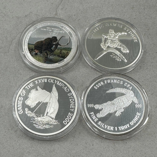 4oz .999Ag (SPOT) 4stk minnemynter fra Afrikanske land