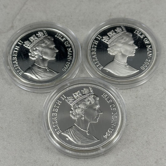 84,84g .925Ag(SPOT)Commemorative WW2 coins Isle of Man 94/95/2000