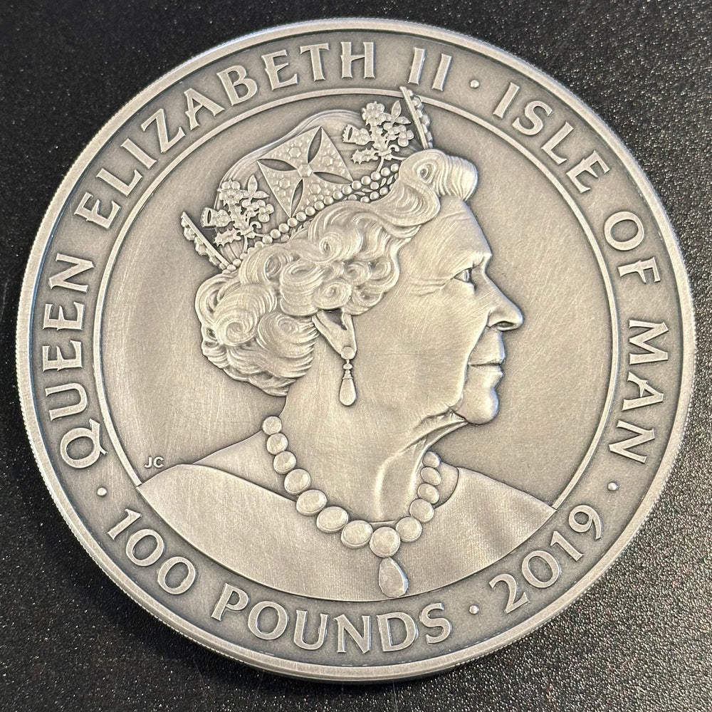 1Kg .999Ag 100Pound Isle of Man 2019 med skrin og sertifikat