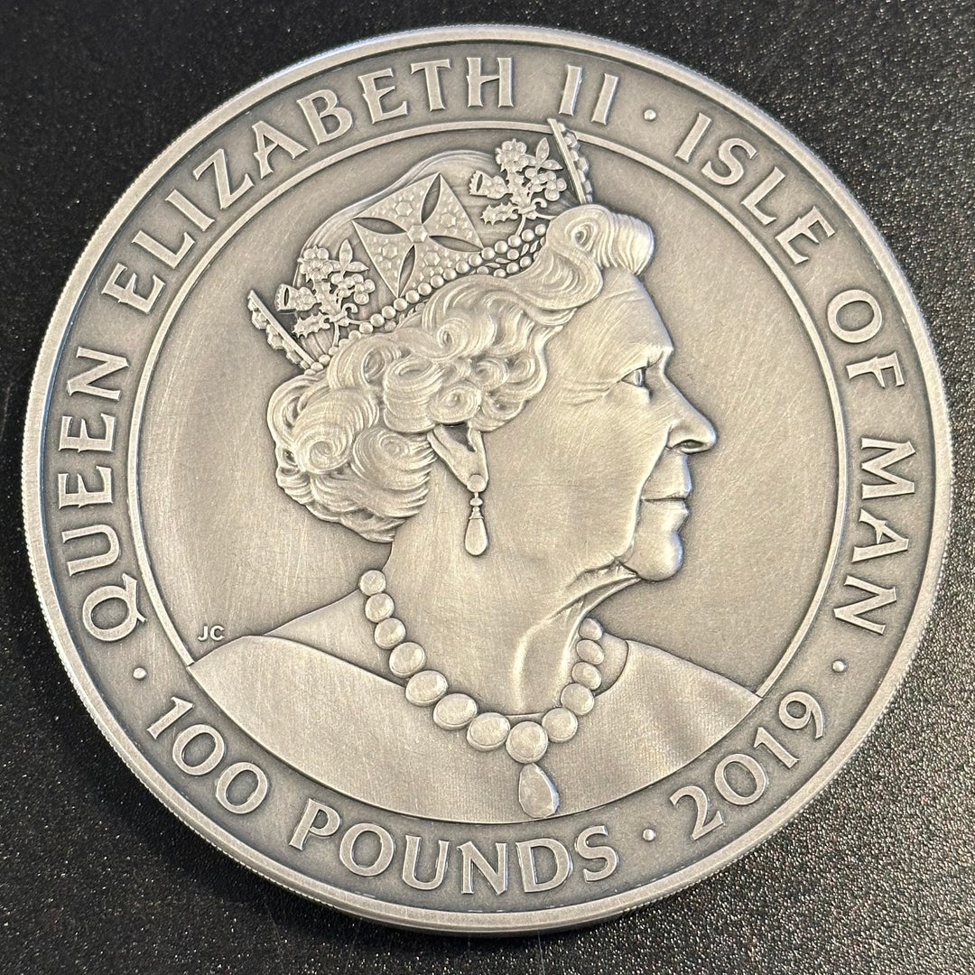 1Kg .999Ag 100Pound Isle of Man 2019 med skrin og sertifikat