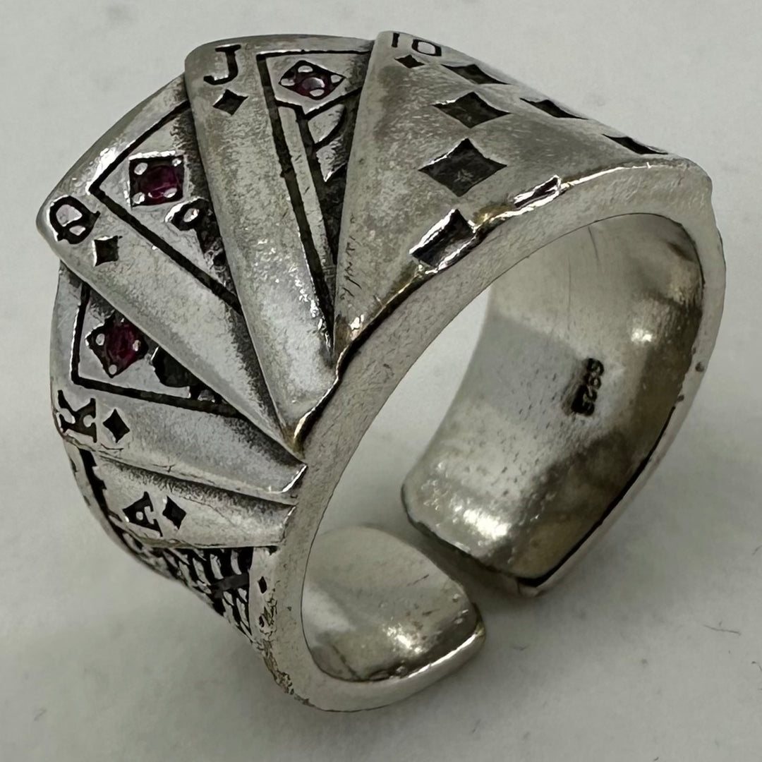 925s ring med poker motiv