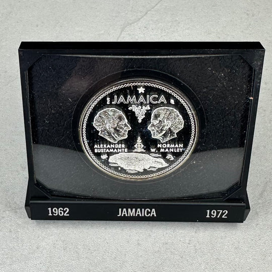 49,2g .925Ag 10 Dollar Jamaica 1972(m/stativ.serfikat og eske)