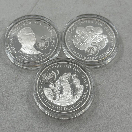 78,4g .999Ag Net (SPOT) 3stk Minnemynter FN 50år 1995
