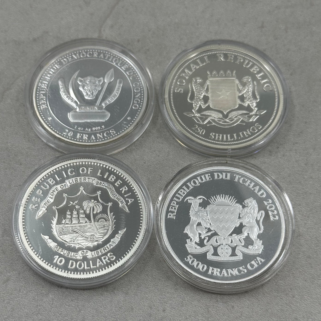 4oz .999Ag (SPOT) 4stk minnemynter fra Afrikanske land