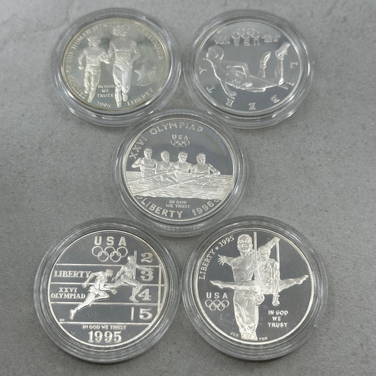 136.5g .900Ag (Spot) 5x$1 1995 Atlanta Centennial Olympics