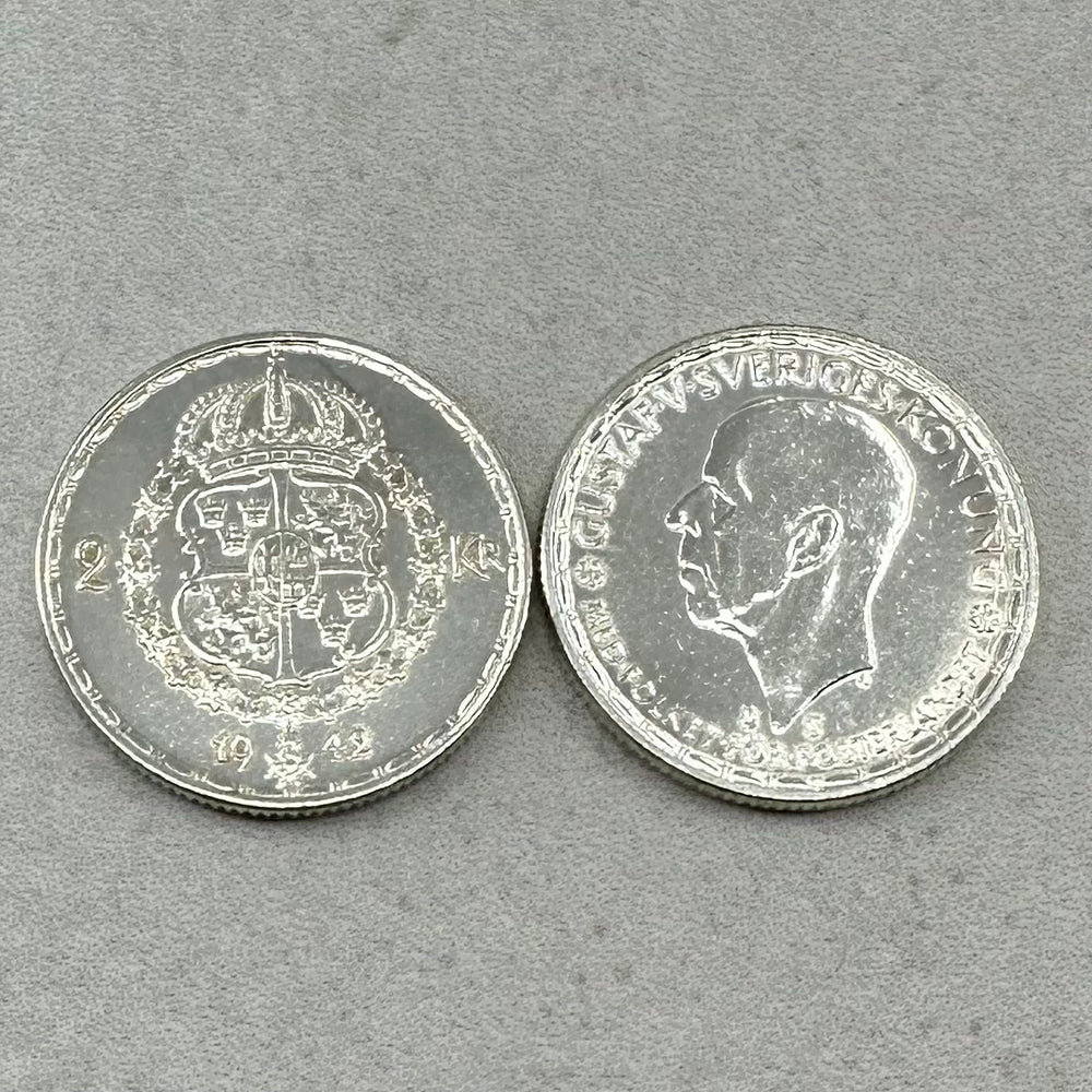 140g .999Ag (SPOT) 25STK 2 Kroner Sverige 1942-1950 (Renset)