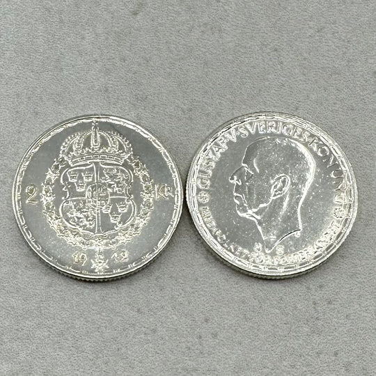 140g .999Ag (SPOT) 25STK 2 Kroner Sverige 1942-1950 (Renset)