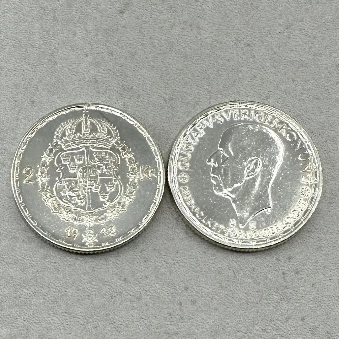 140g .999Ag (SPOT) 25STK 2 Kroner Sverige 1942-1950 (Renset)
