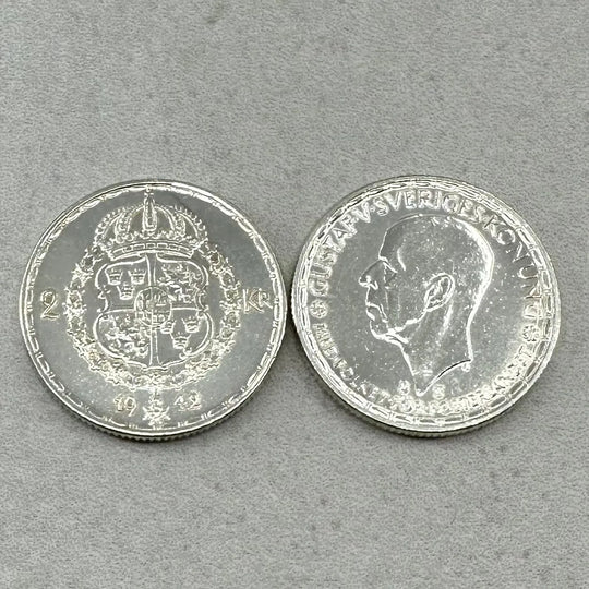 140g .999Ag (SPOT) 25STK 2 Kroner Sverige 1942-1950 (Renset)